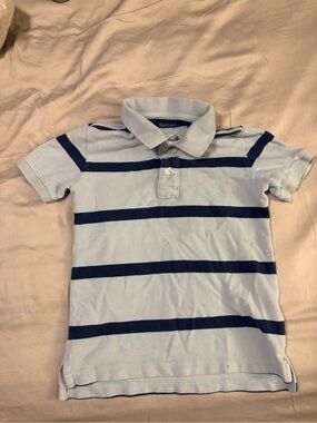 GAP Light Blue Polo with Navy Horizontal Stripes